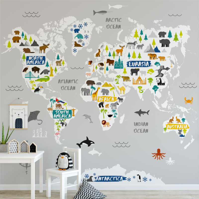 World Map Mural