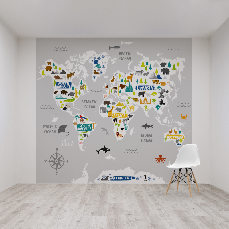 World Map Mural