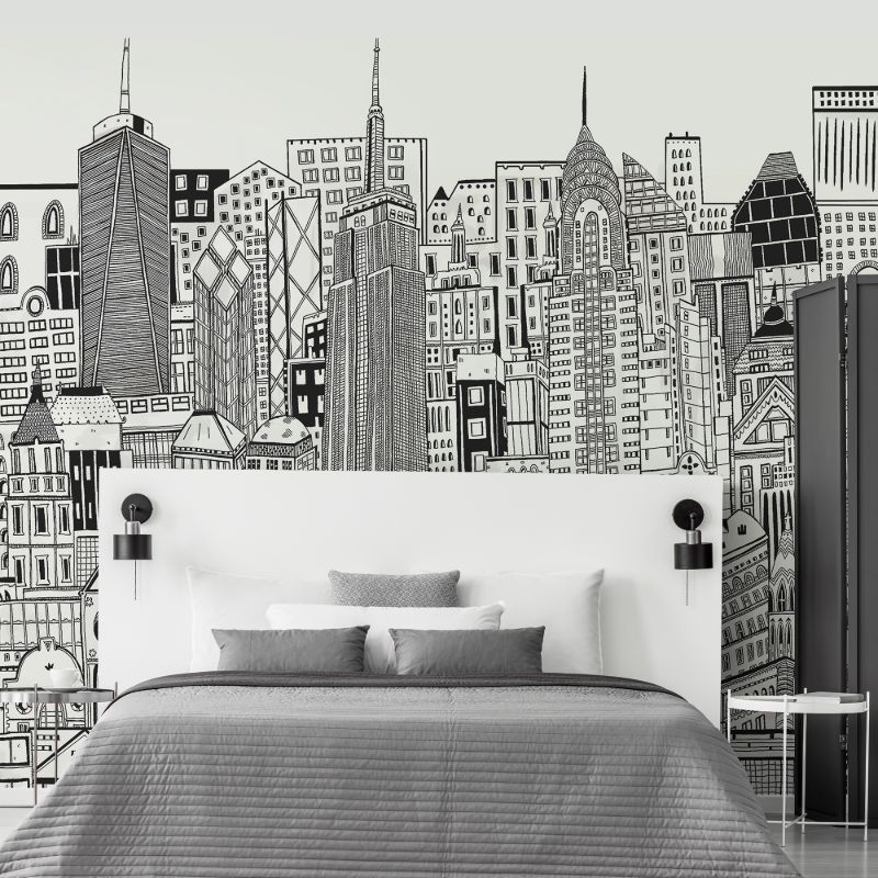 City Sketch Chalk - Wallpaper Emporium