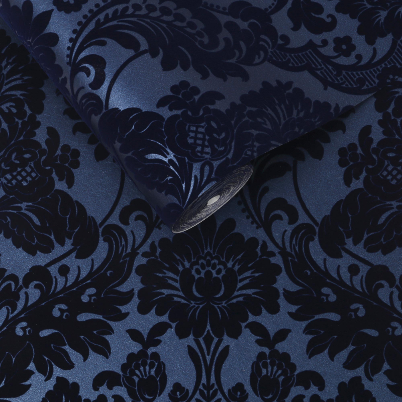 Gothic Damask Flock Cobalt