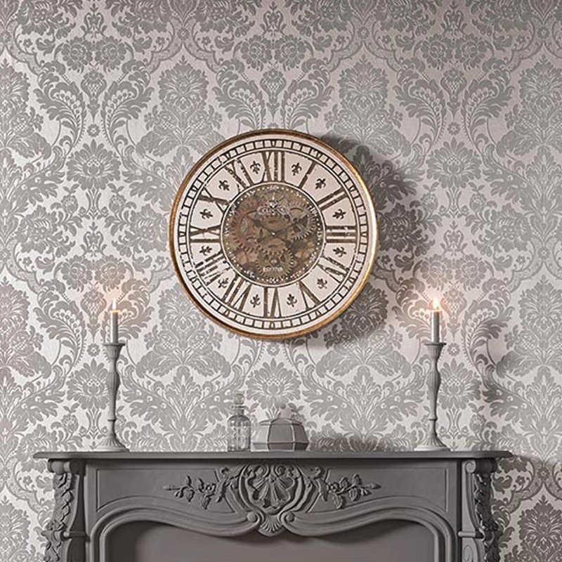 Gothic Damask Flock Grey/silver