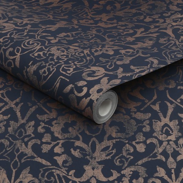 Metallic Greek Key Navy
