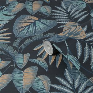 Jungle Leaves Navy