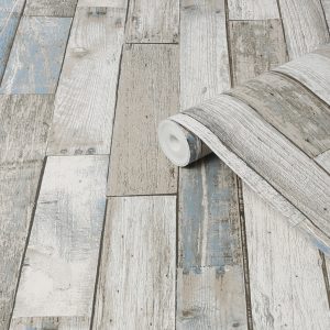 Distressed Wood Plank Neutral Blue