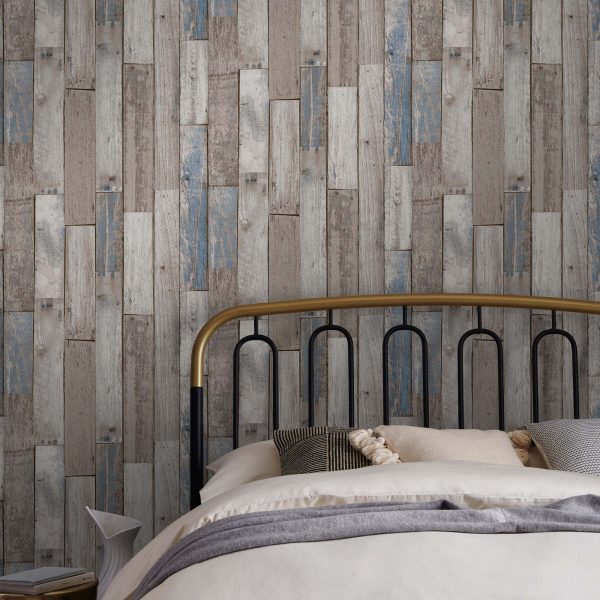 Distressed Wood Plank Neutral Blue - Image 2