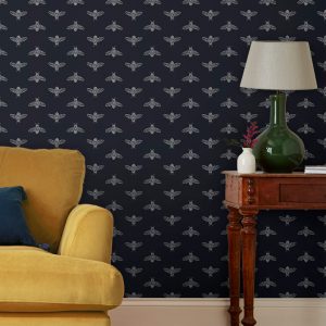 Block Print Bee French Navy