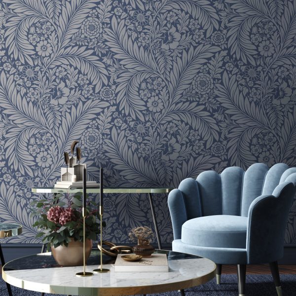 Florence Floral Leaf Blue - Image 2
