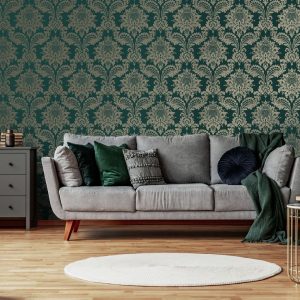 Archive Damask - Teal & Gold