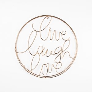 Live Laugh Love metallic wall art up-close