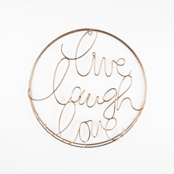 Live Laugh Love metallic wall art up-close