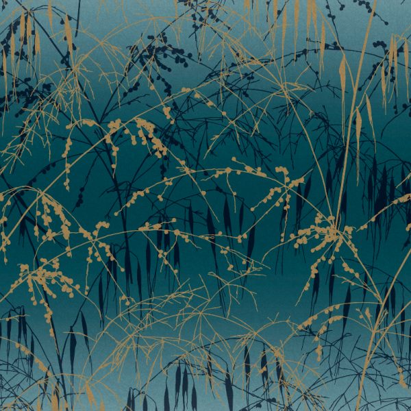 Meadow Grass Teal & Soft Gold up-close