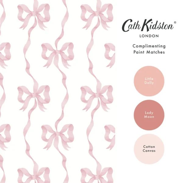 Ribbon Bow Pink - Wallpaper Emporium