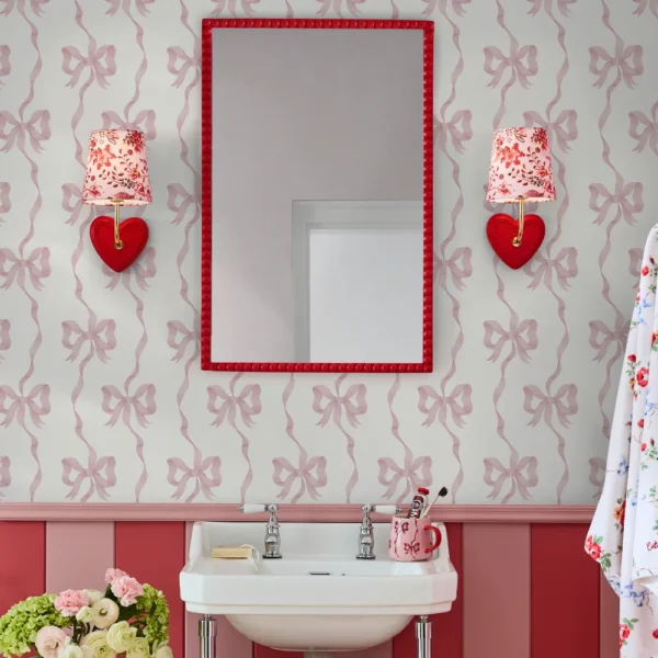 Ribbon Bow Pink - Wallpaper Emporium