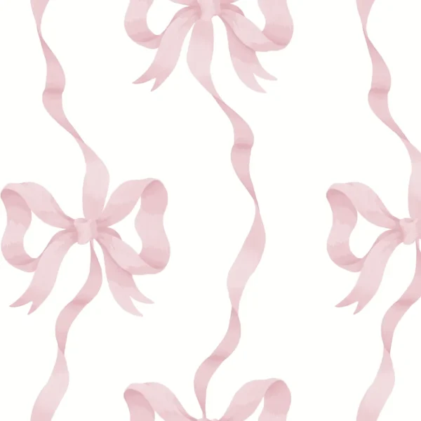 Ribbon Bow Pink - Wallpaper Emporium