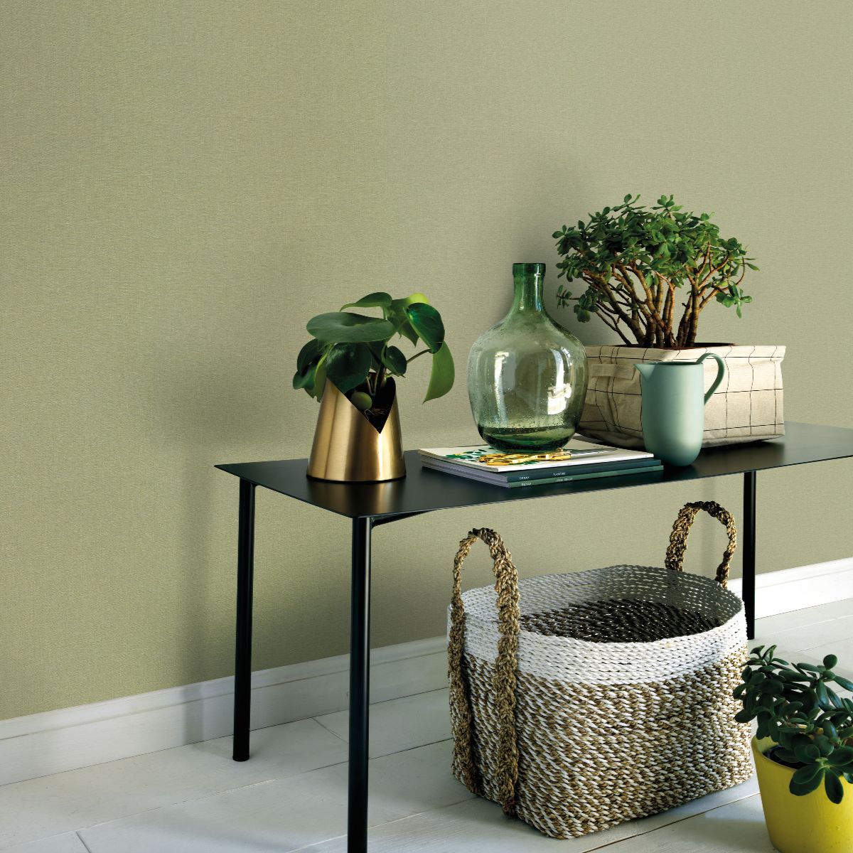 Serenity Linen Texture Olive Green roomset