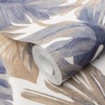 Mistry Monstera Leaves Deep Blue rollshot