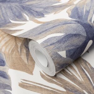 Mistry Monstera Leaves Deep Blue rollshot